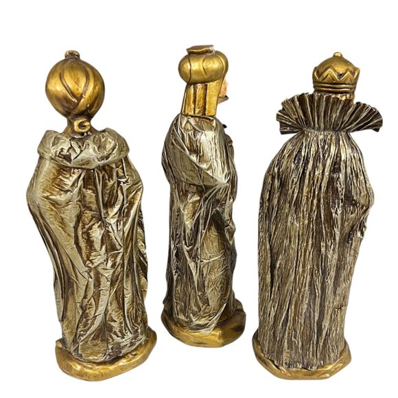 Vintage “Made‎ in Japan” Three Wise Men Nativity Figurines Gold Robes 1940s-60s - Picture 6 of 8
